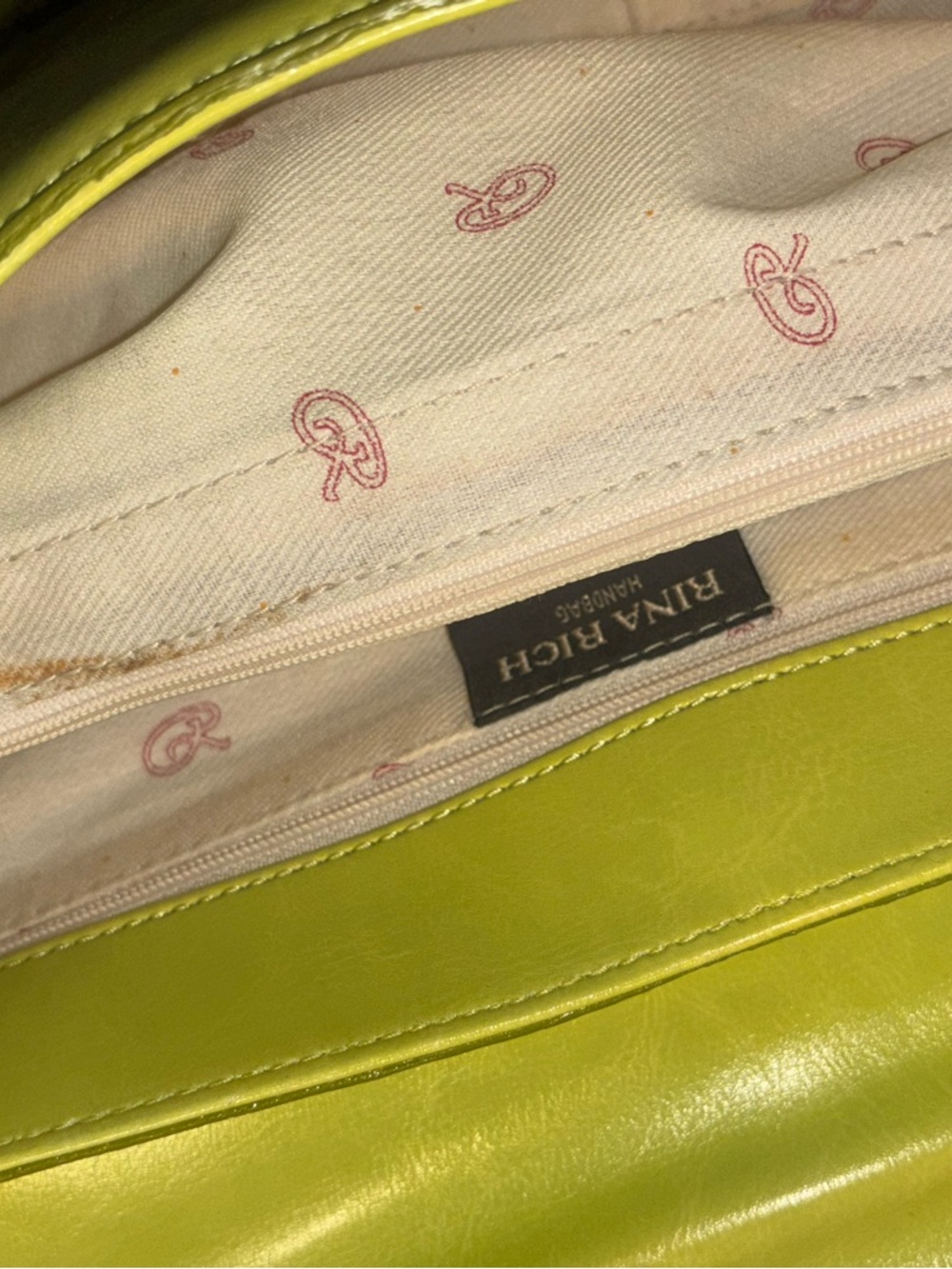 Chartreuse Rina Rich Faux Leather Shoulder Bag 💚 Y2K - Picture 10 of 14